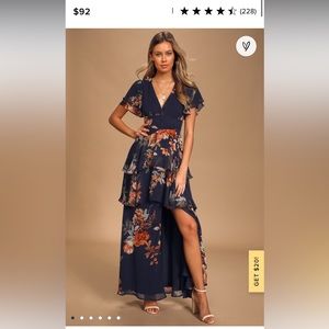 Lulu’s Navy Blue Floral Maxi Dress
